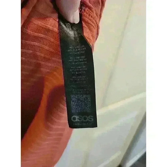 ASOS Ribbed Short Sleeve Shift Dress Burnt Orange Size 14 - Picture 4 of 5